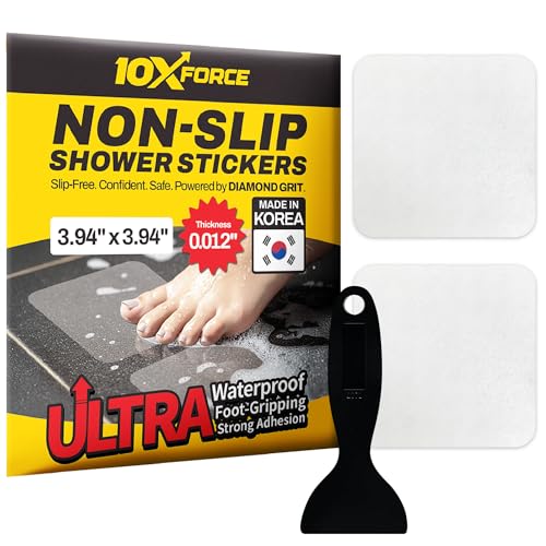 [Made in Korea] Ultra-Thin Bathtub Non Slip Stickers - Diamond Grip Anti Slip Shower Stickers with Strong Adhesive for Elderly, Safety Use (10)