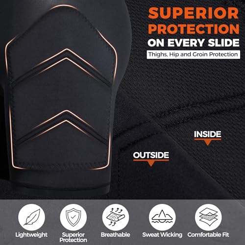 COOLOMG Youth Boys Baseball Sliding Shorts with Cup Pocket - color: Black, size: Small