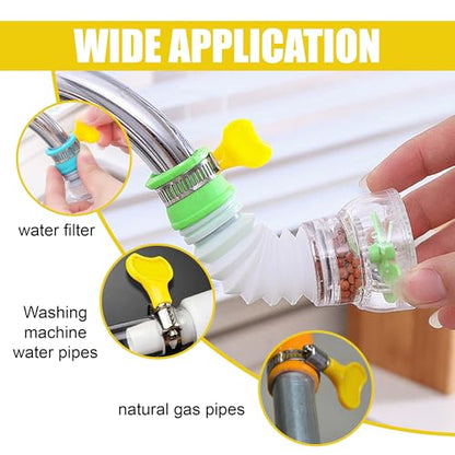30PCS Stainless Steel Hose Clamps, 5/16"-1-1/8"(8-29mm) Adjustable Thumb Screw Clamp, Key-Type Fuel Line Clamp, Worm Gear Hose Clamps for Automotive, Tube, Plumbing