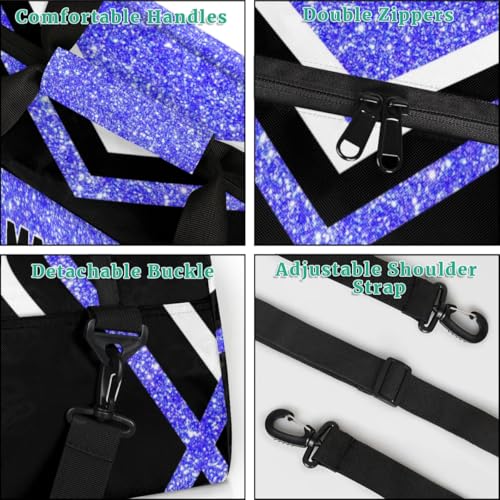 Custom Fitness Volleyball Bag with Name, Light Blue Glitter Black | Personalized Duffle Bag Overnight Bag Gym Duffle Bag for Travel Sleepover Bag - color: Blue