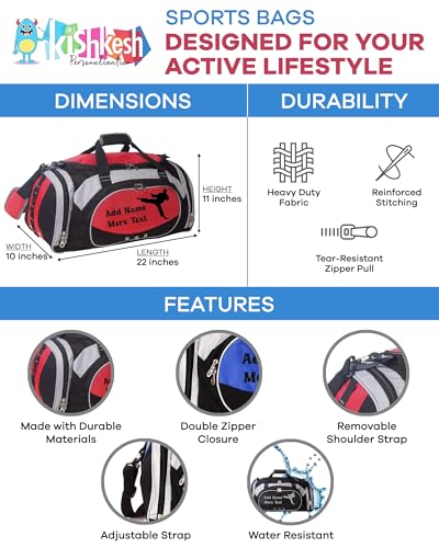 Personalized SportS Duffel Bag With Custom Name & Text - Boxing - color: Red, style: Boxing
