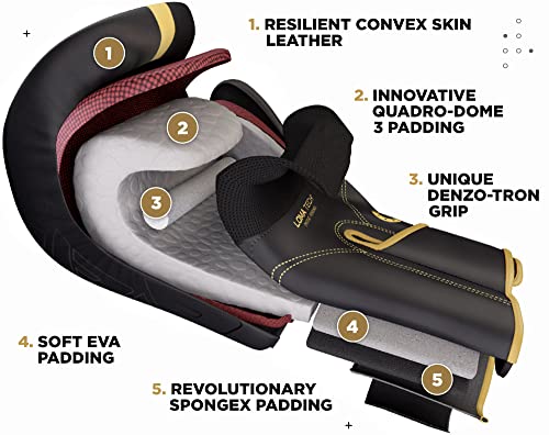 RDX Boxing Gloves, Pro Training Sparring, Maya Hide Leather, Muay Thai MMA Kickboxing, Men Women Adult, Heavy Punching Bag Focus Mitts Pads Workout, Ventilated Palm, Multi Layered, 8 10 12 14 16 18 Oz - color: GOLDEN, size: 8 OZ