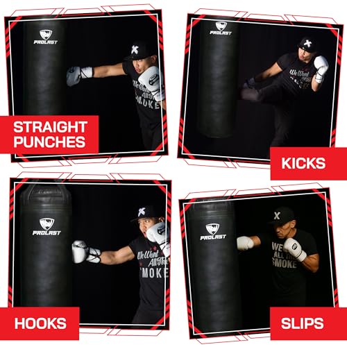 4 ft 80lb Heavy Boxing Punching Bag, Muay Thai, MMA, Strength Training Equipment, Hanging - color: Black, size: Filled without Bottom D-Ring