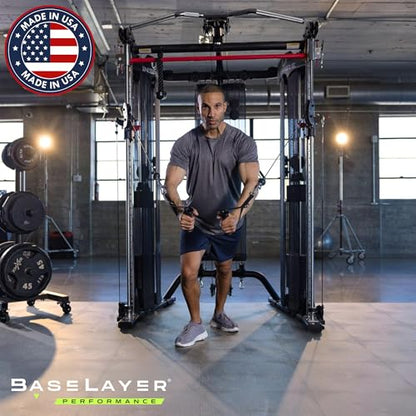 Baselayer Performance Series Interlocking Floor Tiles - Durable ½ in TPE (Rubber Like, NOT Foam, no Odor) - Gym Flooring for Weights & Heavy Equipment - Gray, 30 SqFt (12 Pack) - Made in USA