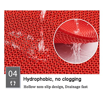 Drainage Non Slip Floor Mats Wet Area Commercial Mesh Rubber Flooring Mat Garage Pools Restaurant Bathroom Patio Outdoor Indoor Drain Splash Rug Mat,Blue,1.2×5M/4×16.4FT