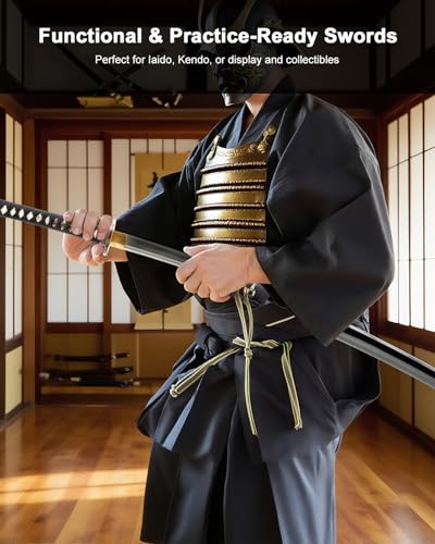 Katana Samurai Sword for Display, Hand Forged Full Tang 1045 Carbon Steel - style: Flower Horse