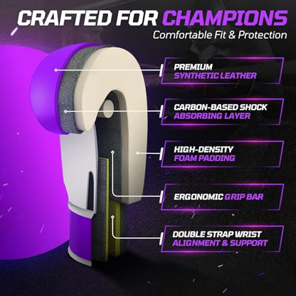 Flexzion Boxing Sparring Training Gloves Pro Muay Thai Kickboxing Heavy Bag Punching Mitts Wrist Wrap Full Contact Combat Sport Protective Hand Gear Martial Art Supply for Women & Teens, 10Oz - color: Purple