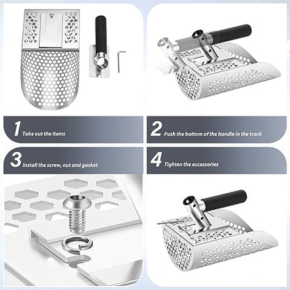 Sand Scoop for Metal Detecting, Heavy Duty Metal Detector Beach Finds Scoop, Stainless Steel Metal Detecting Tool Digging Shovel Fast Sifting Stainless Steel Shovel