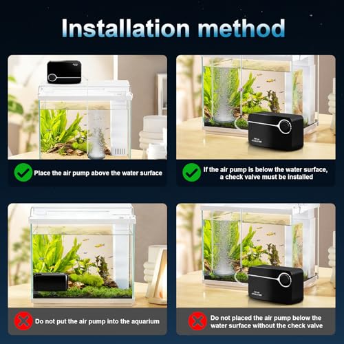 Aquarium Ultra-Quiet Air Pump - Adjustable Fish Tank Aerator with Dual Outlet Pump, 8w 8L/min Oxygen Pump for 20-600 Gallon Tank (Only Air Pump)
