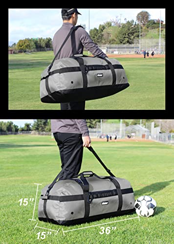 Fitdom 132L 36" Extra Large Heavy Duty Equipment Travel Storage Duffle Bag - color: Grey