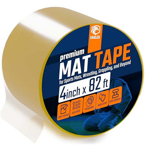 Clear Mat Tape for Wrestling Grappling Gymnastics Jiu Jitsu MMA Floor | Exercise Roll Out Mats Foam Tiles | Home Mats & Gym Floor Tape (1, 4 Inch) - size: 4 Inch