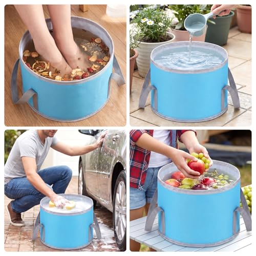 4 Pcs 5 & 2.6 Gallon Bucket Collapsible Foldable Bucket with Handle for Fishing Camping, Car Wash Buckets Foldable Water Container with Carry Bag Portable for Hiking Travel Gardening Beach