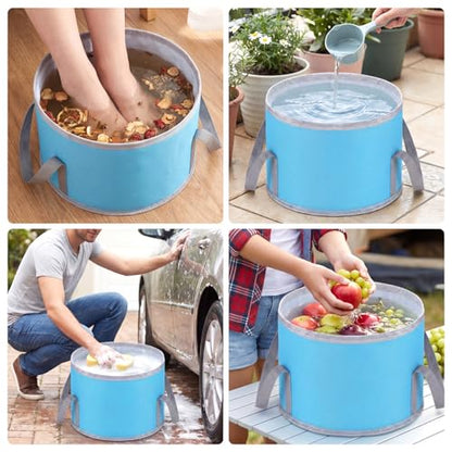 4 Pcs 5 & 2.6 Gallon Bucket Collapsible Foldable Bucket with Handle for Fishing Camping, Car Wash Buckets Foldable Water Container with Carry Bag Portable for Hiking Travel Gardening Beach