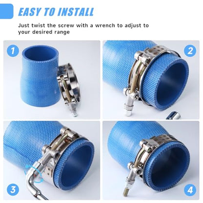 12Pack 2" T Bolt Hose Clamps - 304 Stainless Steel Turbo Intake Clamp for Turbo Tubes, Intercooler Pipes, Heavy Duty Radiator Hose Clamps Adjustable Range 58mm-65mm for 2" Hose ID - size: 2" t bolt hose clamp 58-65mm(2.28"-2.55"), style: 12pcs t bolt hose