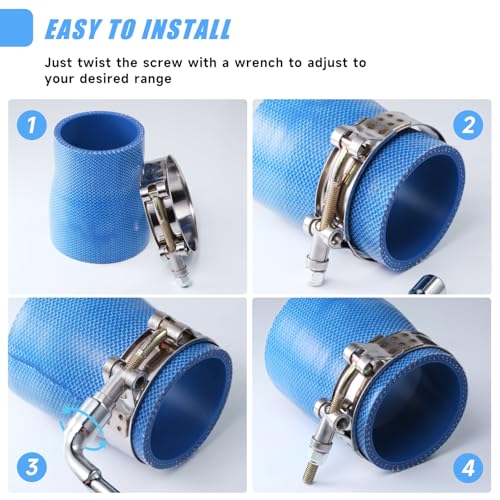 12Pack 1" T Bolt Hose Clamps - 304 Stainless Steel Turbo Intake Clamp for Turbo Tubes, Intercooler Pipes, Heavy Duty Radiator Hose Clamps Adjustable Range 34mm-40mm for 1" Hose ID - size: 1.33 - 1.57 inches, style: 12pcs t bolt hose clamp