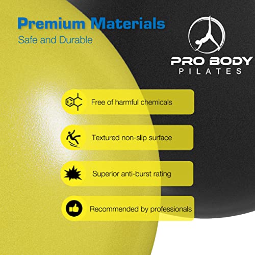ProBody Pilates Ball Small - 9 Inch Physical Therapy Ball | PT-Grade Anti-Burst PVC, Between-Knees Stability, Postpartum & Rehab, Small Exercise Ball, Inflator - color: Yellow
