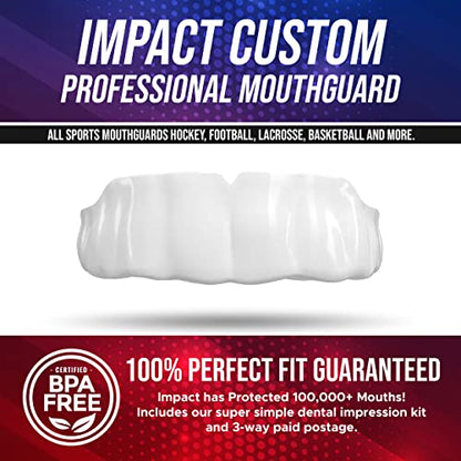 Impact All Sports Mouthguard Lacrosse, Football, Hockey, Basketball, Jiu-Jitsu, and More, Breathable Mouthguard for Youth Adults, Professional Custom-Fit, White - color: White