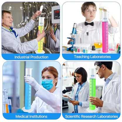 4 Packs 500ml Plastic Graduated Cylinder,Transparent Measuring Cylinder Set with Pour Spout, 2-Sided Making Plastic Lab Test Tube for Science Projects, Laboratory Supplies