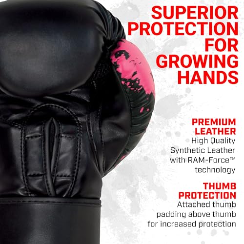 Revgear Kids Combat Series Boxing Glove, Designed to Fit Kids Hands, MMA - color: Pink/Black, size: 10 OZ