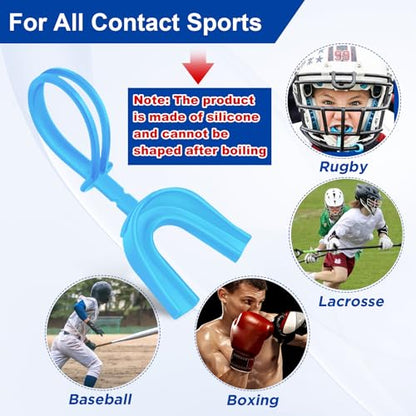 Dunzy 20 Pcs Football Mouth Guards with Strap Bulk - color: Blue, size: Adult
