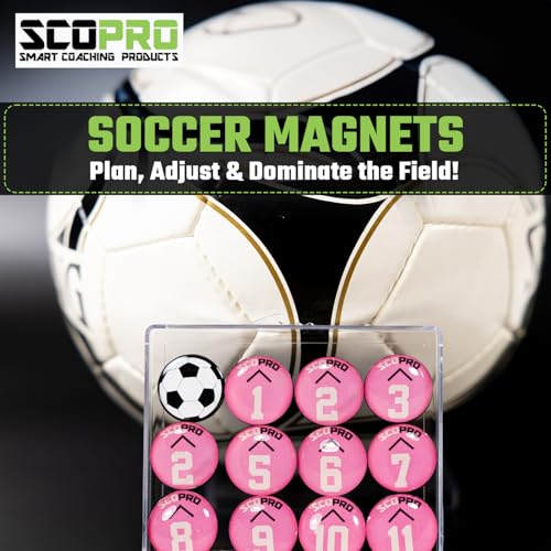 SCOPRO Soccer Coaching Magnets, Numbered Magnetic Player Markers for Soccer Coaching Board and Dry Erase Board Training, Set of 2, Pink & Black - color: 0.75" Pink & Black