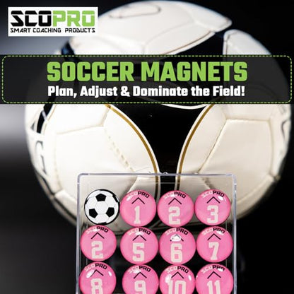 SCOPRO Soccer Coaching Magnets, Numbered Magnetic Player Markers for Soccer Coaching Board and Dry Erase Board Training, Set of 2, Pink & Black - color: 0.75" Pink & Black