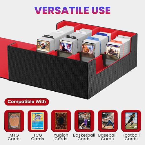 3500+ Trading Card Storage Box - color: 4-Row Black & Red, size: 3500+