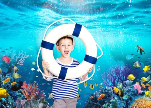 Under The Sea Backdrop 7x5ft Underwater World Blue Ocean Deep Sea Sunlight Seabed Aquarium Photography Background Tropical Fish Turtle Coral Diving Birthday Party Photo Studio Props