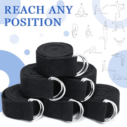Leyndo Yoga Strap Stretching Pilates Exercise Adjustable Straps 6 ft Non Elastic Yoga Belt with Adjustable D Ring Buckle for Pilates Gym Workouts Fitness - color: Black
