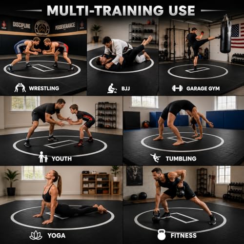 Professional Flexi-Roll Wrestling Mat – High-Density Shock Absorption for BJJ, Judo, MMA & Jiu Jitsu – Portable 1.2-Inch Thick Home Gym Training Flooring for Martial Arts & Yoga - size: NEW-6.6' X 10'