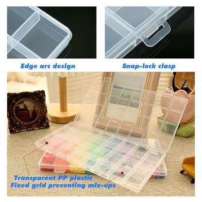 GREENTIME 2 Pack 32 Grids Clear Plastic Storage Organizer Boxes, Diamond Painting Containers, Bead Storage Containers for Small Hardware Small Parts Crafts Jewelry