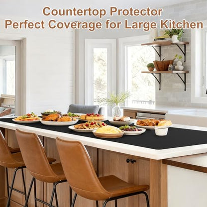 78.7" x 23.6" Silicone Mats for Kitchen Counter 1.3mm Thick, Non Slip Waterproof Countertop Protector for Kitchen Island, Placemat, Craft Mat, Workbench Mat, Black