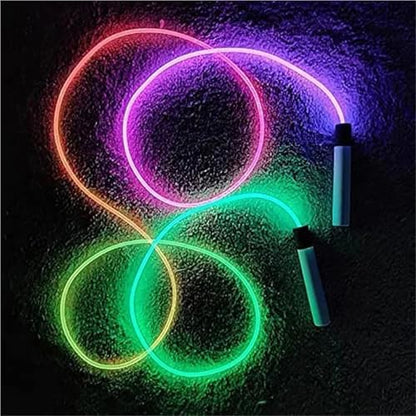 LED Night Glow Jump Ropes Glowing Skipping Rope for Adjustable Adults Portable Training Sports Fitness Equipment(Blue)