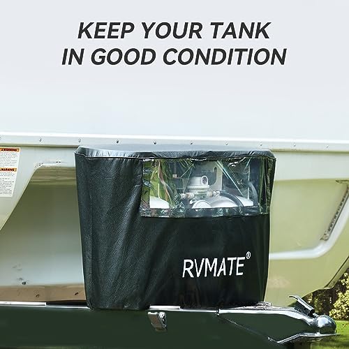 RV Propane Tank Cover, Waterproof, Anti-UV, Black Camper Propane Tank Cover, Fits 20LB Dual Propane Tanks, for RV/Trailer/Camper Accessories