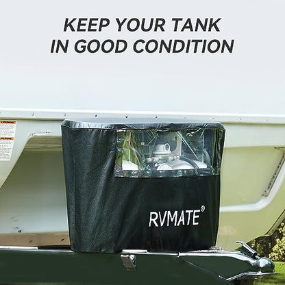 RV Propane Tank Cover, Waterproof, Anti-UV, Black Camper Propane Tank Cover, Fits 20LB Dual Propane Tanks, for RV/Trailer/Camper Accessories