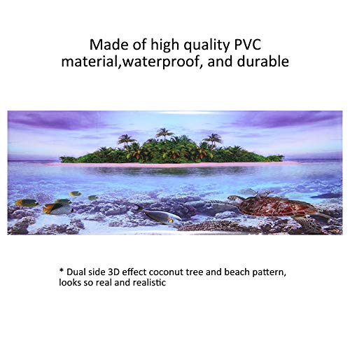 Zerodis Aquarium Background Poster, PVC Aquarium Decoration Sticker Beach Backdrop Decoration Paper 3D Effect Adhesive Decor Paper Sticker for Aquarium Background (91 * 50cm) - size: 91*50cm