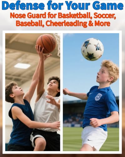 Nose Guard for Broken Nose - Adjustable Face Shield for Basketball, Soccer & Softball - Shatterproof Face Guard with Soft Padding - Wide View and Lightweight (Small Size)