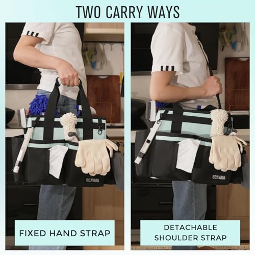 Compact Wearable Cleaning Caddy, Small Cleaning Supplies Organizer with Handle & Shoulder Straps for Housekeepers, Under Sink & Car Cleaning Tool Organizers Bag, Baby Blue - color: BabyBlue
