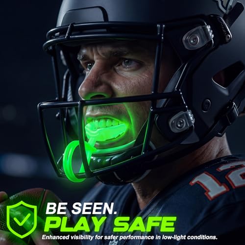 Dunzy 10 Pcs Football Mouth Guard with Strap - color: Glowing Yellow, size: Adult