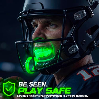Dunzy 10 Pcs Football Mouth Guard with Strap - color: Glowing Yellow, size: Adult