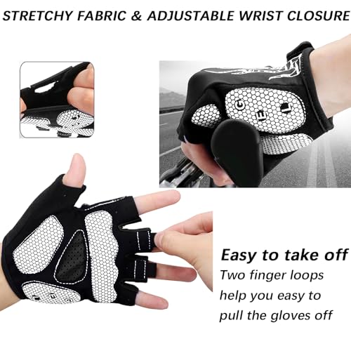 MOREOK Cycling Gloves Bike Bicycle Gloves, Half Finger 5MM Gel Anti-Slip - color: White, size: Small