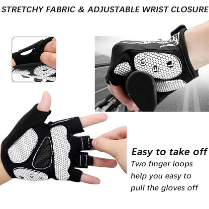 MOREOK Cycling Gloves Bike Bicycle Gloves, Half Finger 5MM Gel Anti-Slip - color: White, size: Small
