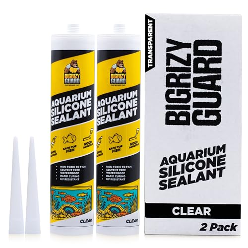 Aquarium Silicone Sealant Clear 2x10.14 Fl oz Cartridge - Aquarium Safe Silicone for Fish & Plants, 100% Waterproof, Non-Toxic, Solvent Free, Strong Bond, Fast Cure, Transparent (2 Pack)