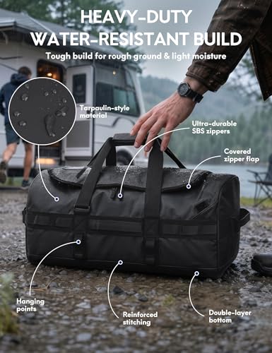 Haimont Heavy Duty Outdoor Gear Duffel Backpack, Black - color: Black, size: 60L