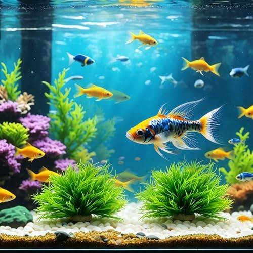 3 Pack Aquarium Plants,Decorations Artificial Fish Tank Plants with Weighted Base Green Aquarium Decor for Betta Tanks Aquascaping Reptile Terrariums (Green 3Pcs)