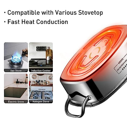 2-Tier Stainless Steel Fish Steamer - Multi-Use Square Steaming Cookware with Rack, Ceramic Plate, Chuck, Oven Mitts - Stockpot for Steaming Fish, Boiling Soup