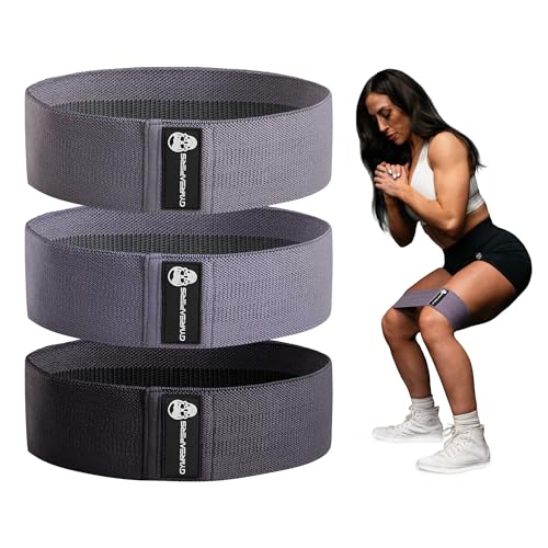 Hip Bands for Booty Workouts | Non Slip Fabric Band Set with 3 Levels - Resistance Bands for Legs & Hip - for Men & Women - color: Purple