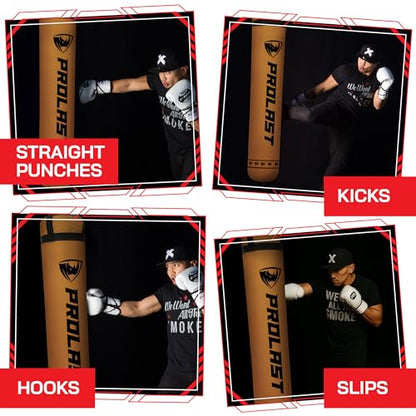 Heavy Punching Kicking Bag for Adults, Boxing, MMA, Martial Arts, Muay Thai, Strength Training Equipment, Filled/Unfilled, 6ft, 150 lbs, Special Edition Logo - color: Brown / Black, size: Unfilled