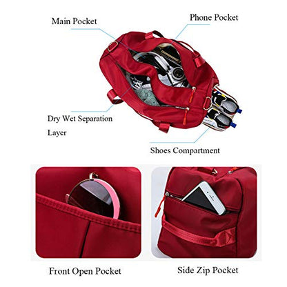Sports Gym Bag for Women Travel Duffel Bag with Wet Pocket and Shoes Compartment for Training Swim Yoga(Blue1) - color: Blue1