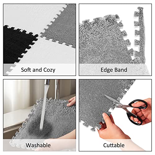 Amylove 36 Pcs Foam Interlocking Carpet Tiles,Black, White, Gray - color: Black, White, Gray